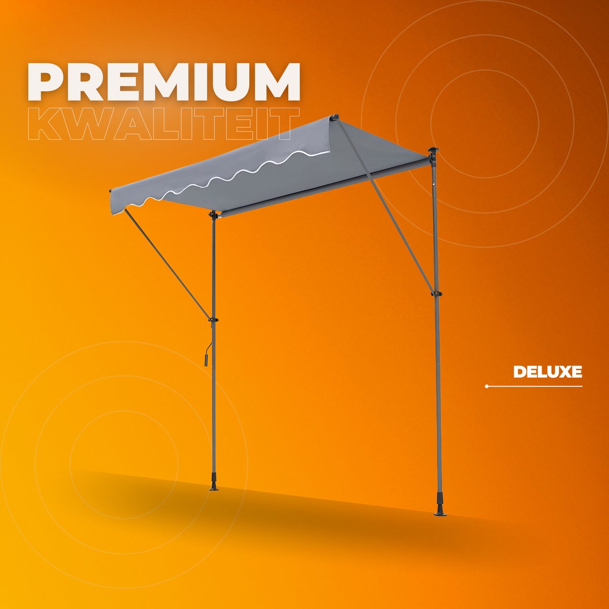 Zonneluifel - 183cm - Ook als balkonluifel - Terras - Knikarmscherm zonnescherm - Uitschuifbaar - PU Coating - In Hoogte Verstelbaar