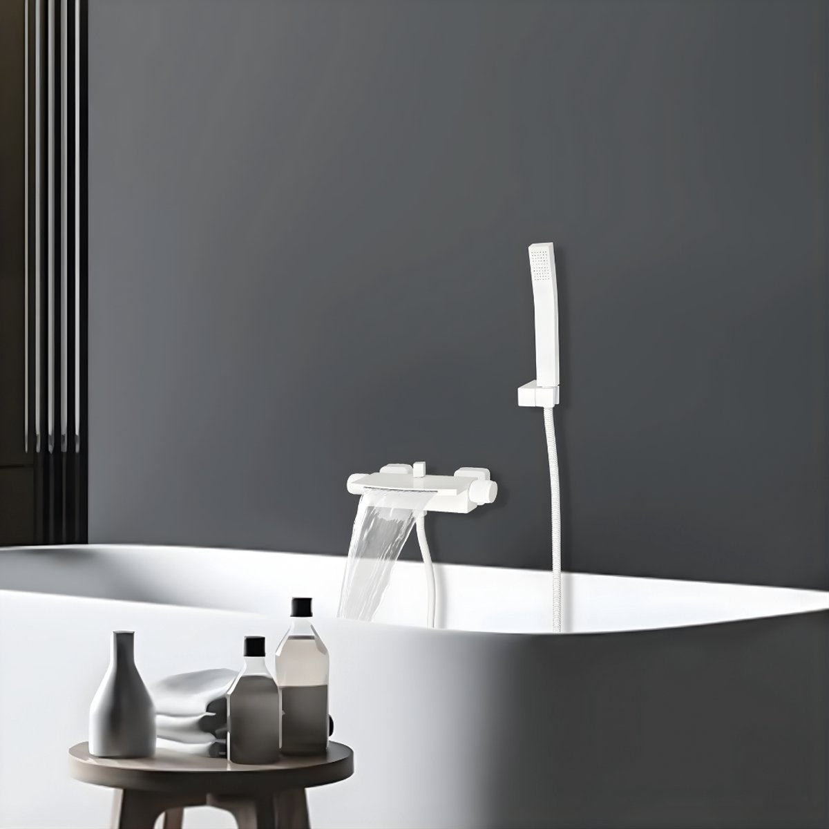 Badkraan - Met waterval - Voor badkamers - Luxe uitstraling met warm/koudfunctie - Wit