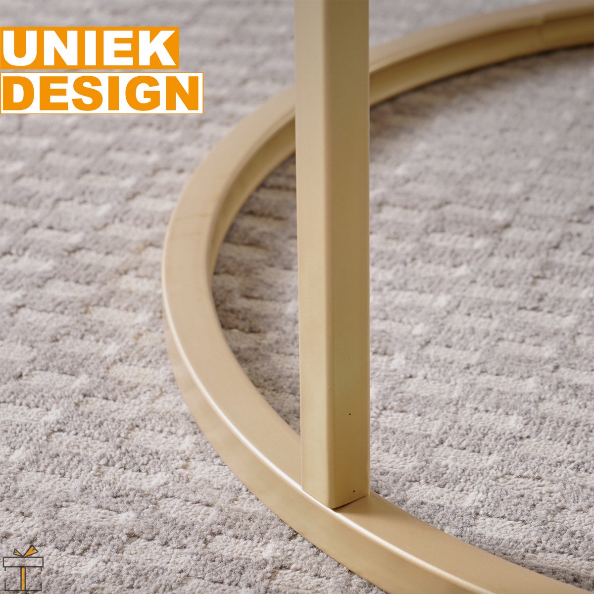 Happyment Salontafel design - Set van 2 - Landelijk - Woonkamer - Rond - Goud - 80 en 60cm