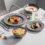 Fiorenza Serviesset - 16 delig - 4 persoons - Grijs - Dinerborden - Bordenset - Diepe borden - Ontbijtborden - Servies - Keukenservies