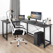 L-vormig Hoekbureau - Voor Thuiswerken, Gaming & Kantoor - Ruim Computerwerkstation met PC & Laptopruimte - 167 cm - Donkergrijs