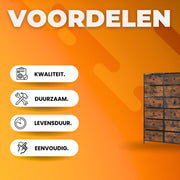 Dressoir kast - Industrieel - voor Woonkamer of slaapkamer met 12 Lades - Stof en stalen frame - Ladekast - Opbergkast