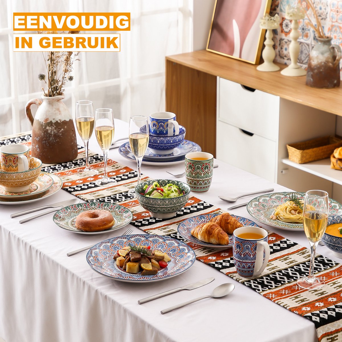 Valenza Serviesset - 32 delig - 8 persoons - Mix kleur - Dinerborden - Bordenset - Diepe borden - Ontbijtborden - Servies - Keukenservies