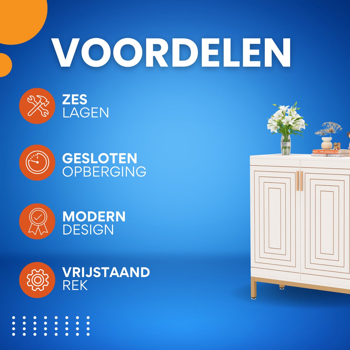 Schoenenkast deluxe - Met deuren - Wit - 20 paar - Schoenenrek - 80m - 6 laags - Opbergkast