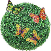Kunstbuxusballen - Kunstplant - Decoratieplant - Set van 2 - Ø40,6 cm - Incl. Vlinders & Bladeren - Voor Binnen & Buiten & Decoratie