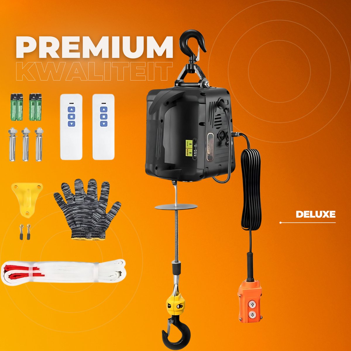 Elektrische Lier 3 in 1 - Met afstandsbediening - 1500W Motorlier - 500 kg - Hefhoogte 7 m - Kabeltakel - Takel Handmatig / Bedraad / Draadloos