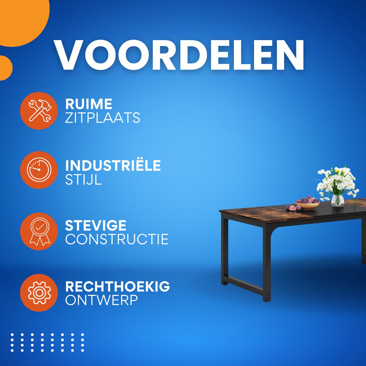 Eettafel Luvia - 160cm - Voor 6-8 personen - Voor Keuken of eetkamer - Bruin