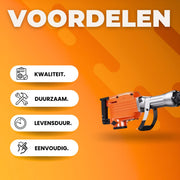 Sloophamers PRO - 2200W Betonbreker - Zware Breekhamer met 6 Beitels - Beitelhamer - Gereedschap