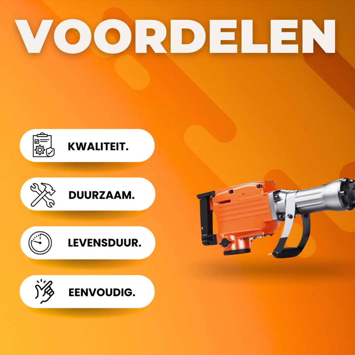 Sloophamers PRO - 2200W Betonbreker - Zware Breekhamer met 6 Beitels - Beitelhamer - Gereedschap