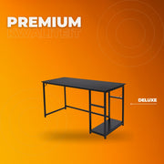 Bureau met open opbergplanken - Multifunctioneel schraagbureau voor thuiskantoor en studiowerkstation - Zwart - 120x60 cm