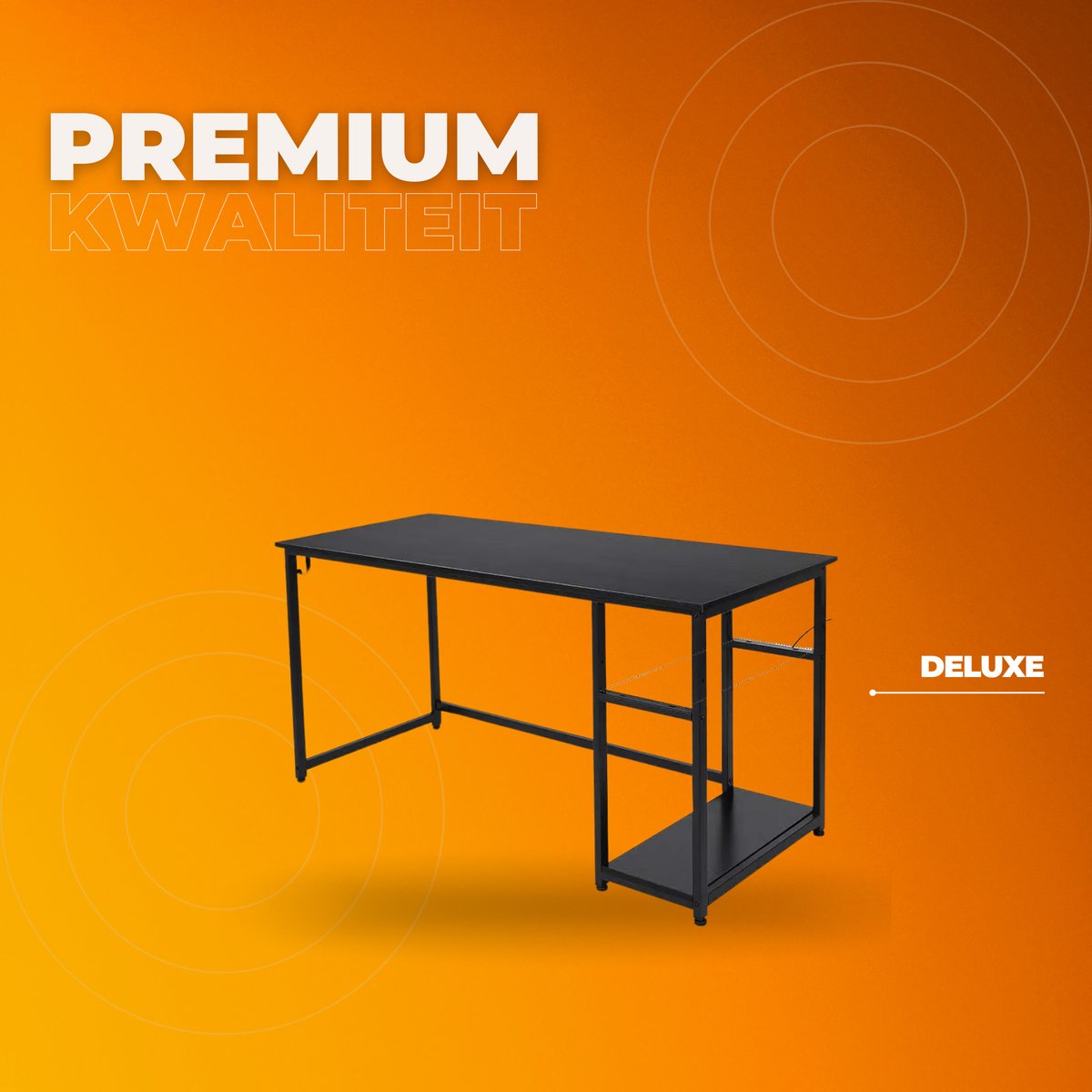 Bureau met open opbergplanken - Multifunctioneel schraagbureau voor thuiskantoor en studiowerkstation - Zwart - 120x60 cm