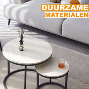 Bolt Edge Salontafel - Set van 2 - Rond - 60/40cm - Landelijk - Wit