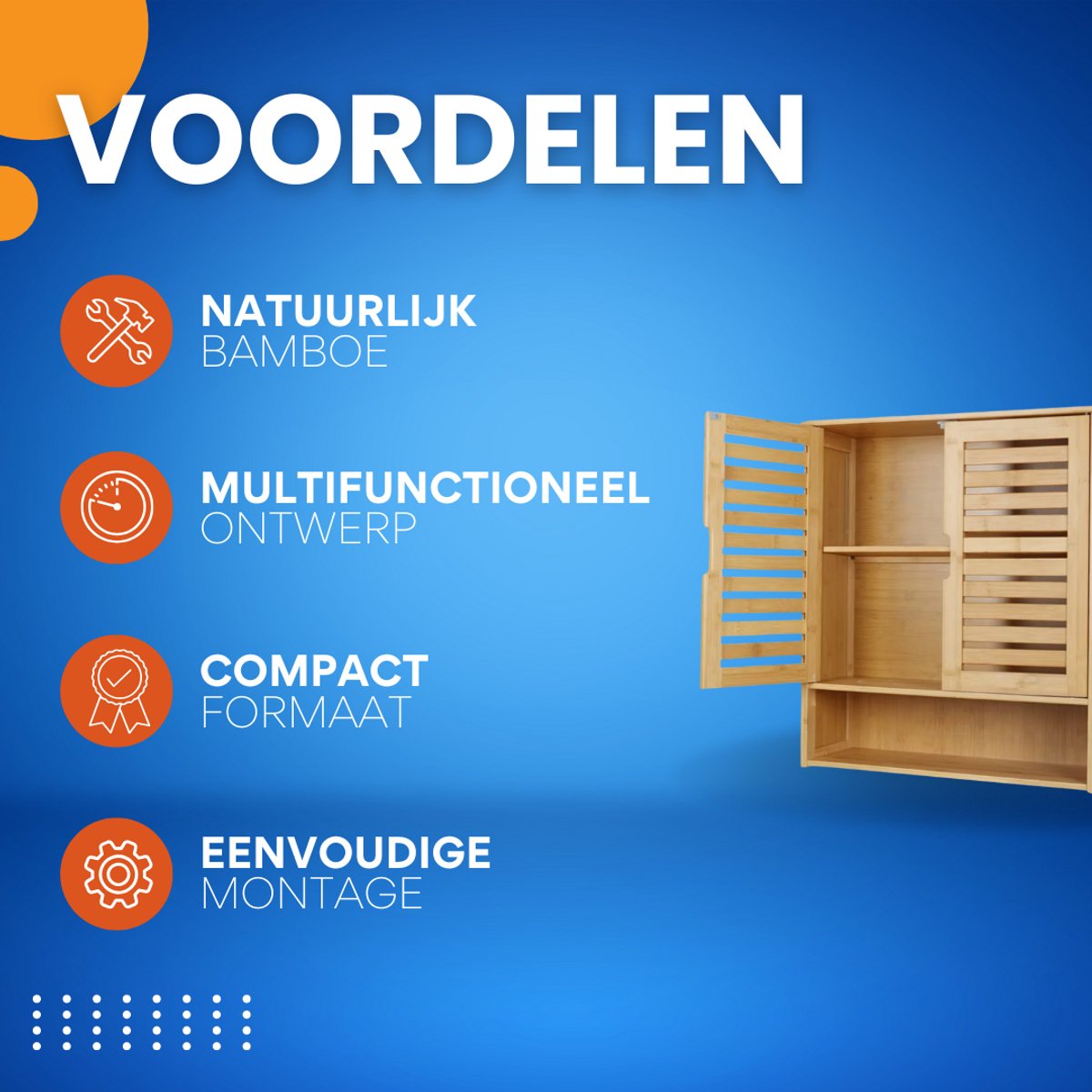 Bamboe badkamerkast - Keukenkast - Wandgemonteerde badkamermeubel - Organizer
