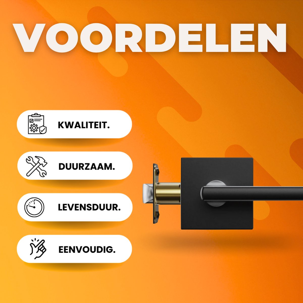 Deurbeslag zwart - Deurklink - Met schild - Deurklink blok