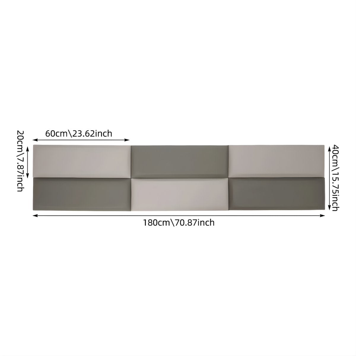 Bedhoofd - Hoofdbordkussen - Hoofdbord - Voor interieurdecoratie en bedhoofdbescherming - Grijs