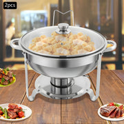 Chafing dishes - Voedselverwarmer - Buffet warmer - Voor buffet en voedselverwarming - Met deksels - Set van 2 stuks - Zilver