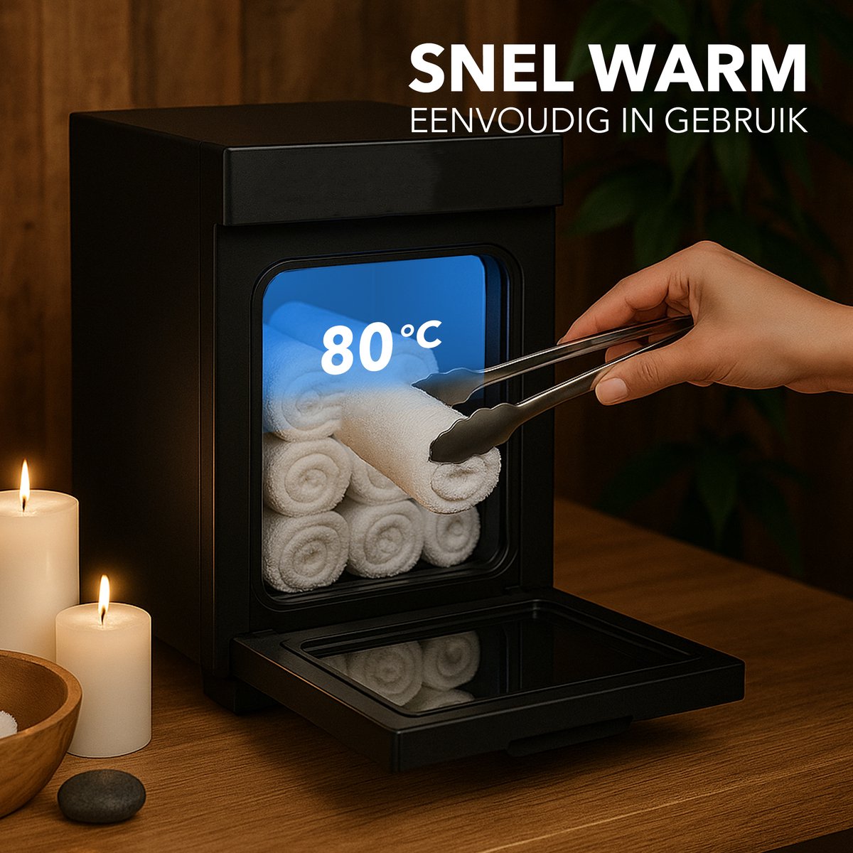 Handdoek warmer - Towel verwarmer - Heater - Voor Salons, Spa’s en Thuisgebruik - met Ozonfunctie - Zwart