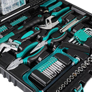 Gereedschapset - 198-delige - Gereedschapskoffer gevuld - Gereedschapstas - Gereedschapskist - Voor Thuis en autoreparatie - Handgereedschapset met rateldop en schroevendraaierset - Groen