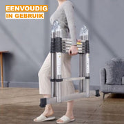 Telescopische Ladder Dyma - 380CM - Roestvrijstalen Vouwladder - Draagbare Uitschuifbare Loft Ladder - Max. Belasting 150kg/330lb - EN131