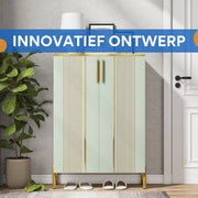Schoenenkast Nero met deuren - Schoenenrek - 110cm - 6 laags - Houten opbergkast - Groen - 18 paar