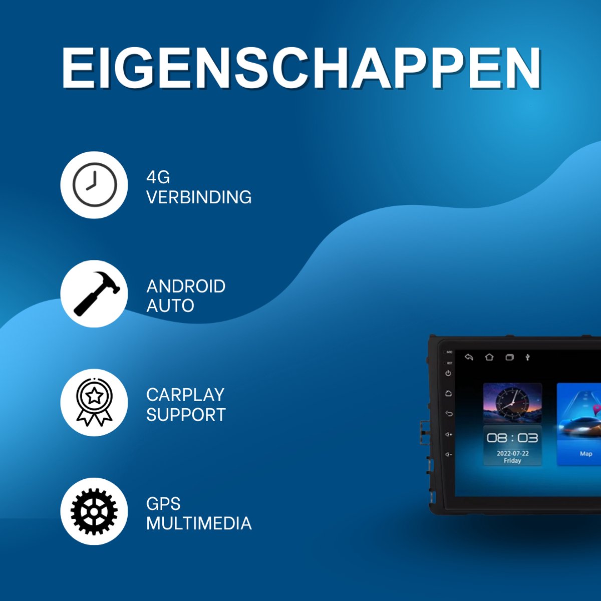 Android Auto Radio - Voor VW Volkswagen MQB Polo Plus, T-Cross, T-Kruis, T-Roc - CarPlay, 4G, Multimedia GPS Navigatie