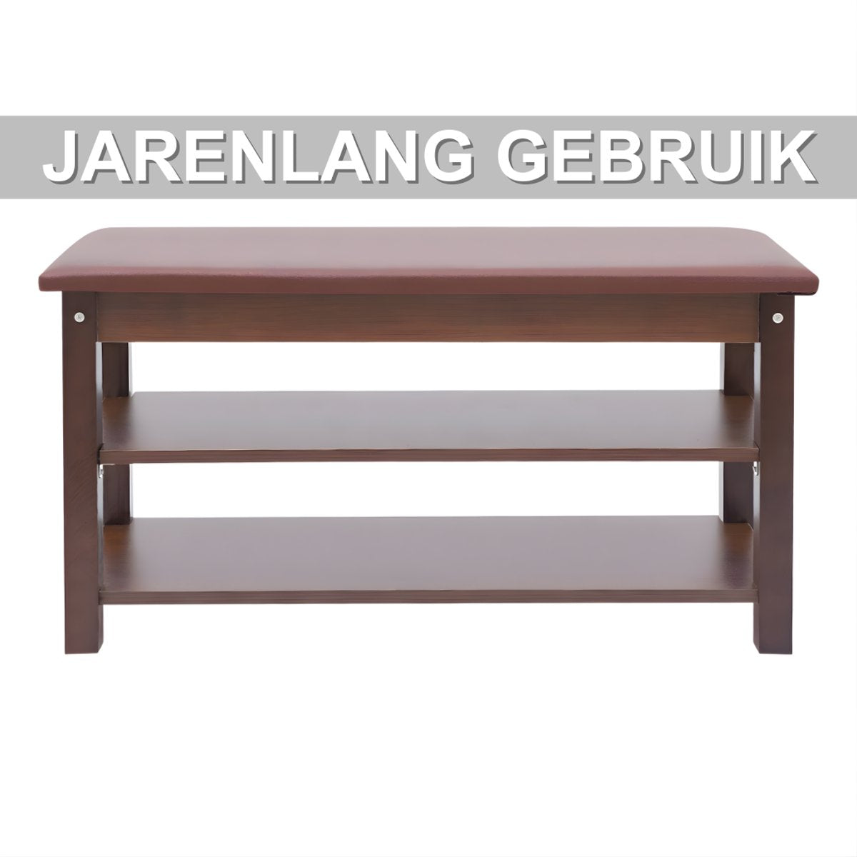 Schoenenbank - Opbergkast - Schoenenrek - Schoenenkast - Voor de hal of entree - Houten frame met stoffen kussen