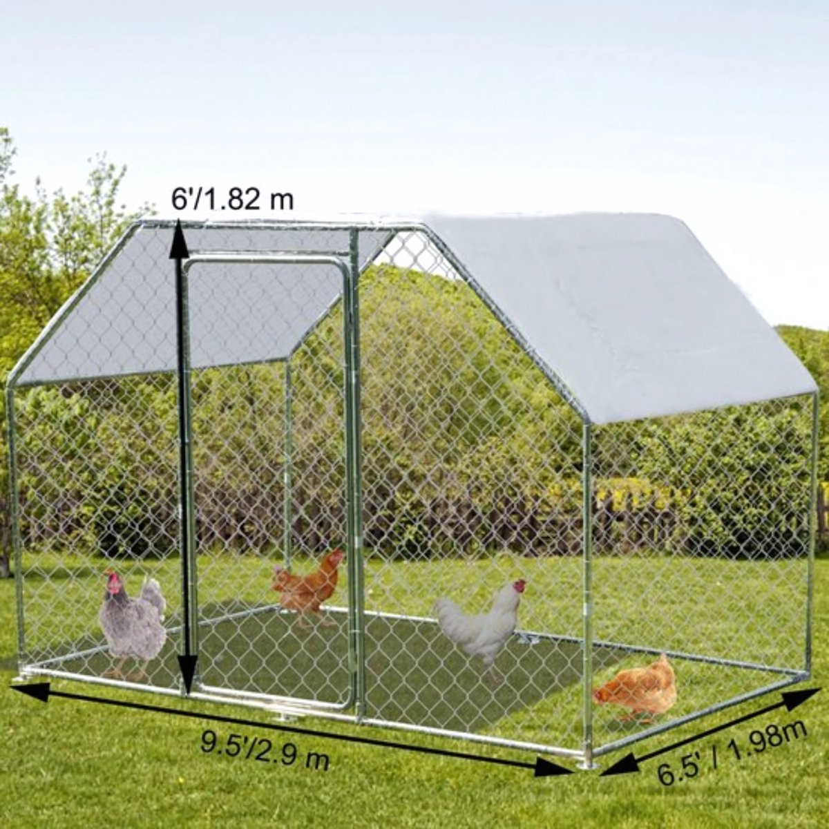 Luxe Kippenhok - Kippenren voor buiten - Buitenren - 4 x 3 x 2 m - Ren - Kippenkooi - PE-zeildoek - Zonwerend Gevogeltehok