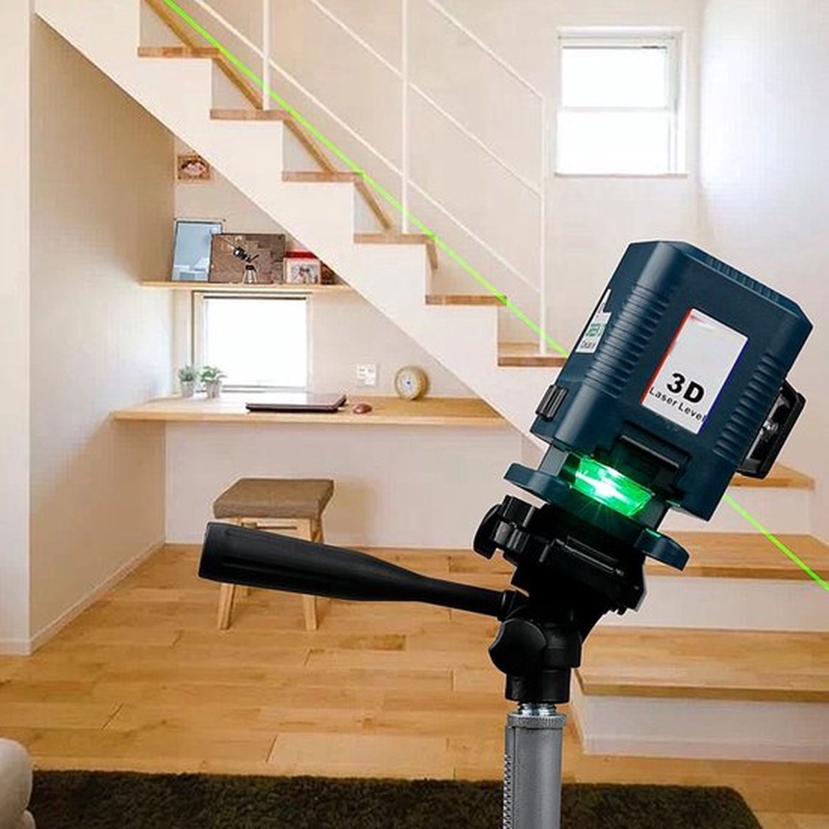 Happyment Zelfnivellerende Kruislijnlaser PRO - Laserwaterpas - Lijnlaser - Bouwlaser - Uitgebreide Set - Met statief - Opbergkoffer