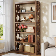Boekenkast Zaro - Bruin - 6 Lagen - Boekenrek Opbergrek - Voor Slaapkamer, Woonkamer of Kantoor