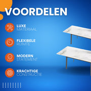 8-10 Personen Gesinterde Stenen Eettafel - 180 cm Uitschuifbare Kerst Keuken Eettafel met Metalen Frame