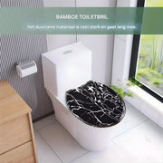 WC-bril - Toiletbril – Voor Toilet & Badkamer – Soft-Close - Duurzaam Kunststof - Zwart marmer motief