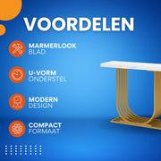Consoletafel Valita - Haltafel - 100cm - Wandtafel - Gang of woonkamer - Goud/wit
