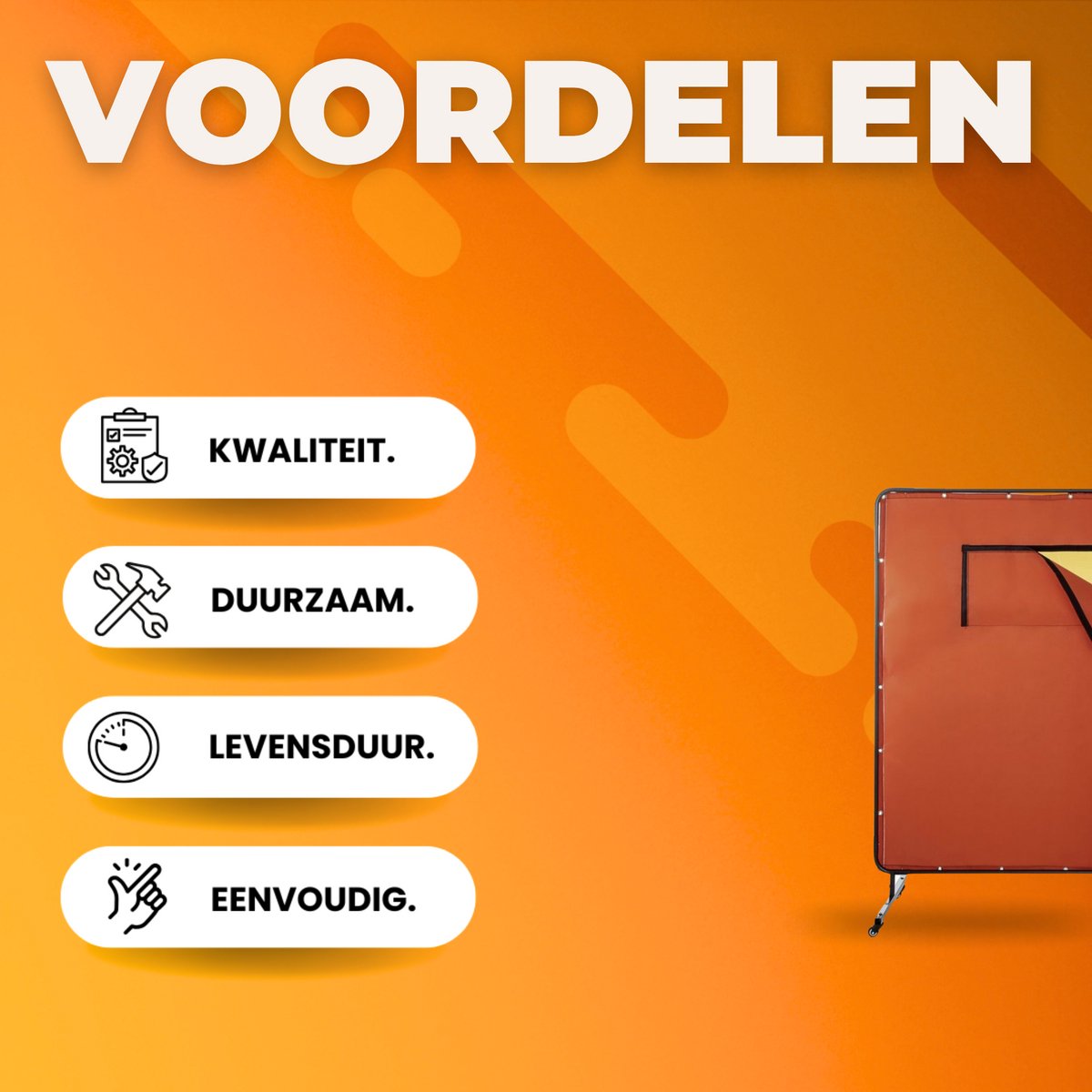 Lasscherm - Rood frame - Lasbeschermingsgordijn - Lasgordijn - Lasdeken - Slijpscherm - Beschermingsgordijn vinyl - 180X180 - Vlamvertragend