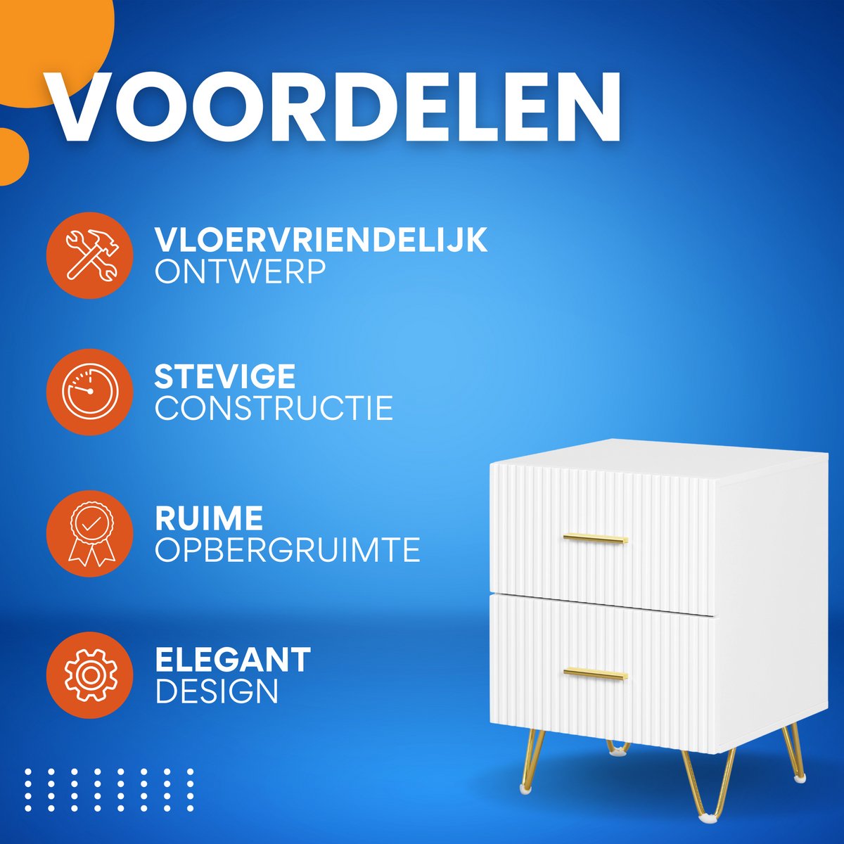 Nachtkastje - Voor Slaapkamer - Modern Vierkant Bijzettafeltje met 2 Laden & Opbergruimte - Slaapkamer Meubel in Hout
