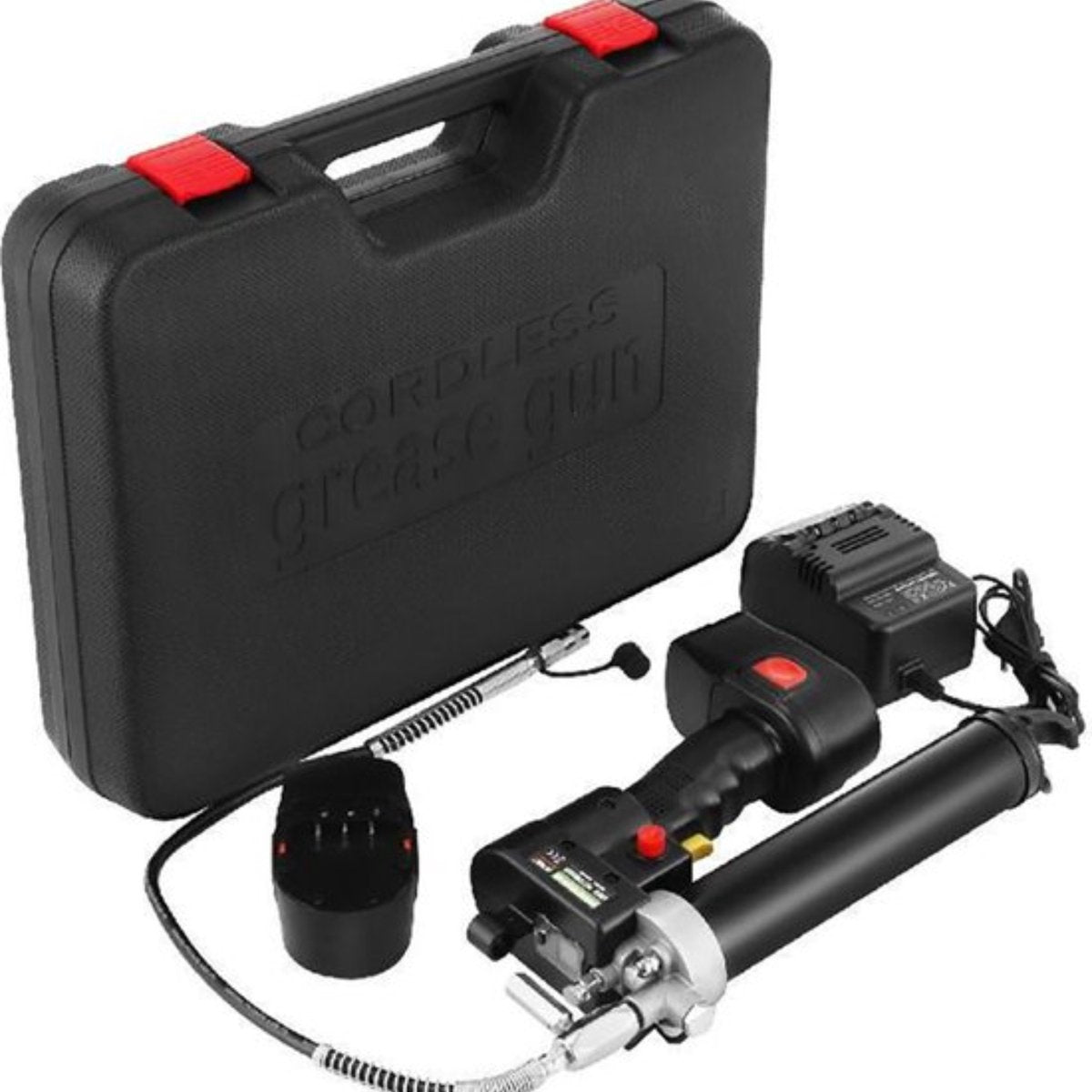 Pneumatische Vetspuit PRO - 2 Accu’s - Inclusief Koffer - Oplaadstation - Complete Set - Zwart