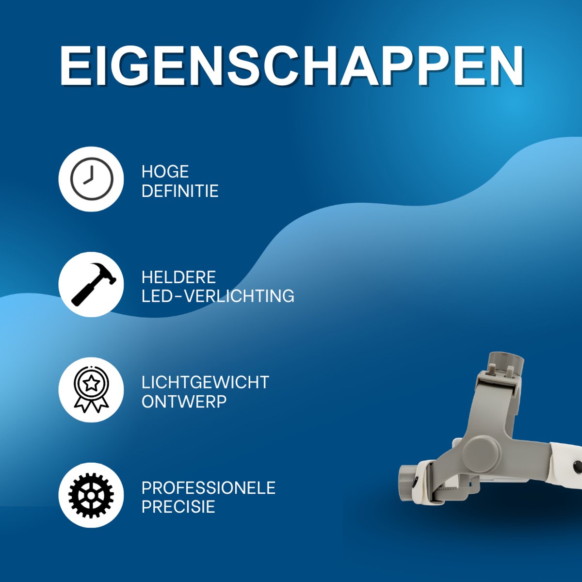 Medische binoculaire loepbril - Voor precisiewerk en medische toepassingen - Met witte LED-verlichting en hoge definitie - Kunststof en metaal