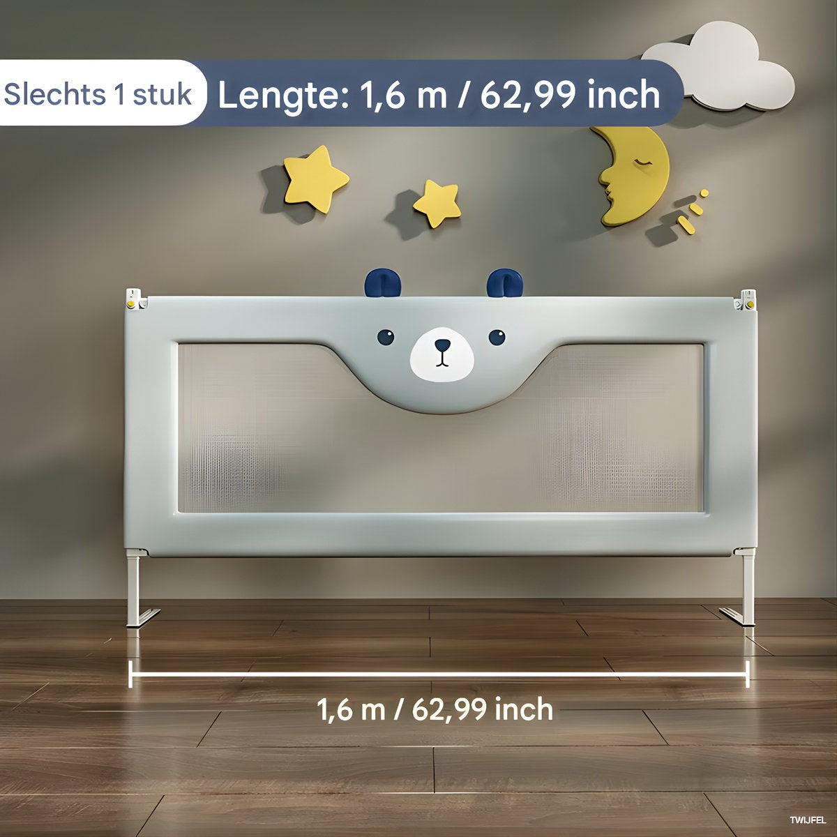 Baby Bedhek - Bedhekje - Bedrail - Uitvalbescherming - Voor bed - Veiligheidsleuningen & Bedbewaker - Beer - 160cm