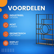 8-laags boekenkast - Boekenplank - Boekenkast - Wandplank - Boekenrek - Voor opslag