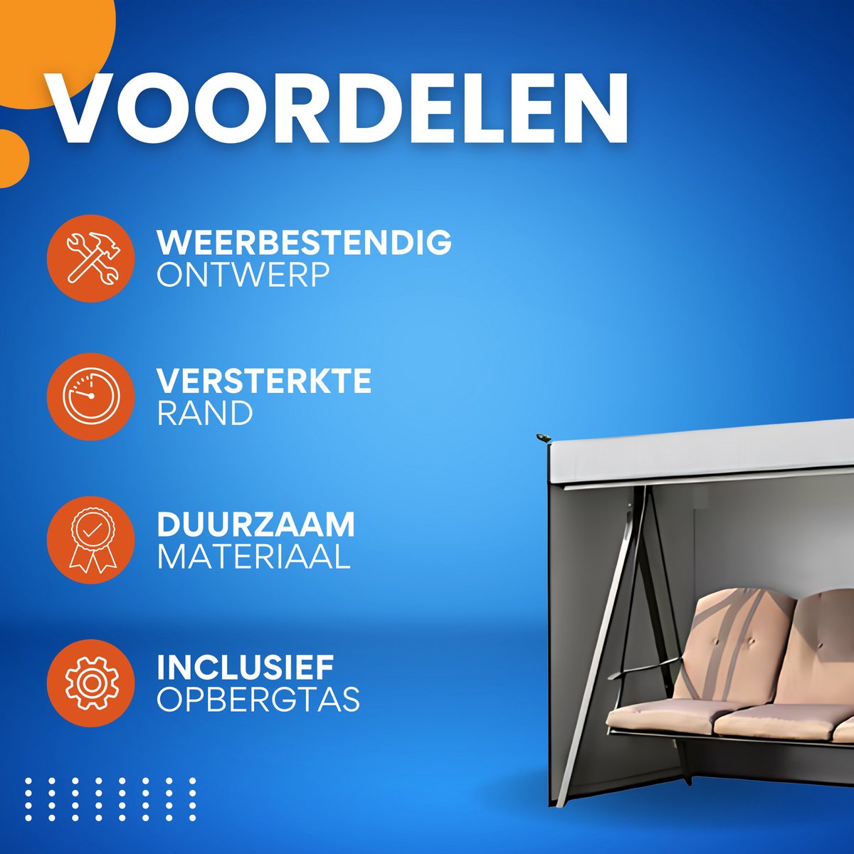 Tuinschommelhoes - Voor 3-zits - Waterdicht & anti-UV beschermhoes - Zwart