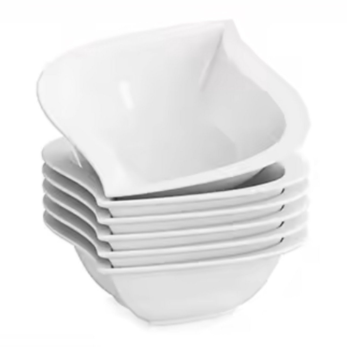 Elegant Salade kommen – 6 persoons – 6 delig – Wit Keramisch – Dinerborden – Kleine Borden