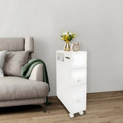 Badkamerkast - Opbergkast - Badkamermeubel - Voor smalle badkamers - Op wieltjes - Wit - 53*19,5*75 cm