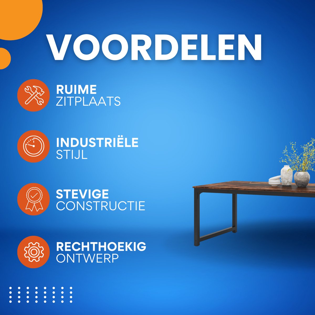 Eettafel Avira - 200cm - Voor 6-8 personen - Voor Keuken of eetkamer - Bruin