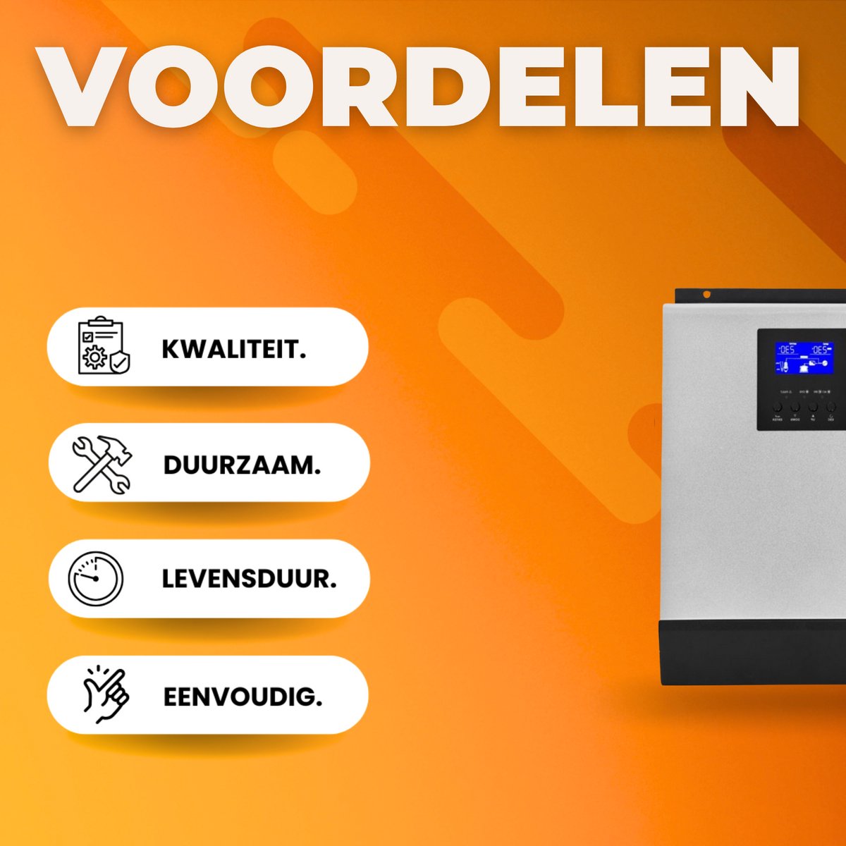 Zonne-omvormer - Frequentieomvormer - Zonnepanelen - Accu - Frequentieregelaar - Toerentalregelaar - 3KVA - 24V MPPT - Off-Grid - Pure Sinus Omvormer voor Zonnepanelen