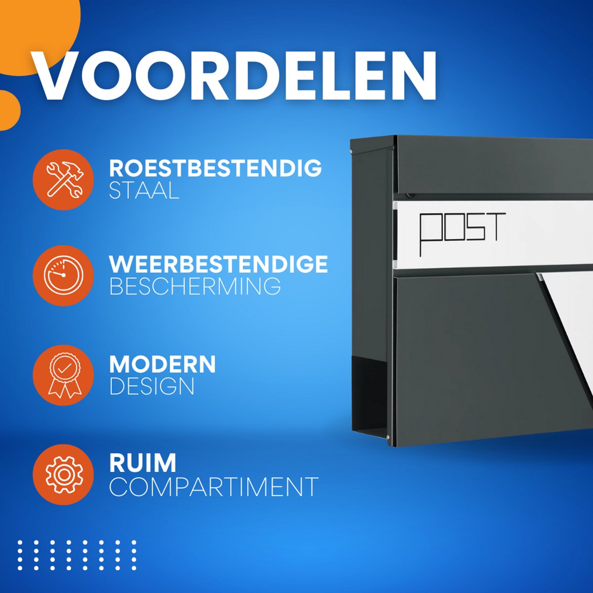Wandgemonteerde Brievenbus - Met Krantenhouder, Deksel en Slot - Met Sleutel voor Buiten - Brievenbus voor Bedrijf en Tuin - Grijs