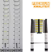 Telescopische Ladder 3,2M - Aluminium Uitschuifbare Vouwladder - Lichtgewicht & Stevig - 150KG Belastbaar - Ideaal Voor Binnen & Buiten