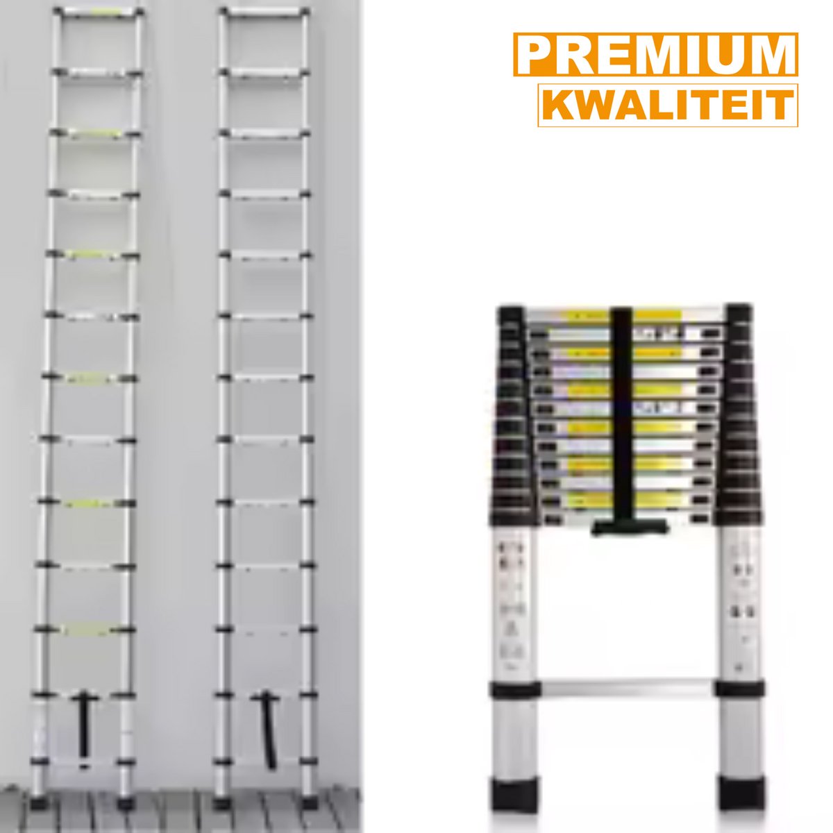 Telescopische Ladder 3,2M - Aluminium Uitschuifbare Vouwladder - Lichtgewicht & Stevig - 150KG Belastbaar - Ideaal Voor Binnen & Buiten
