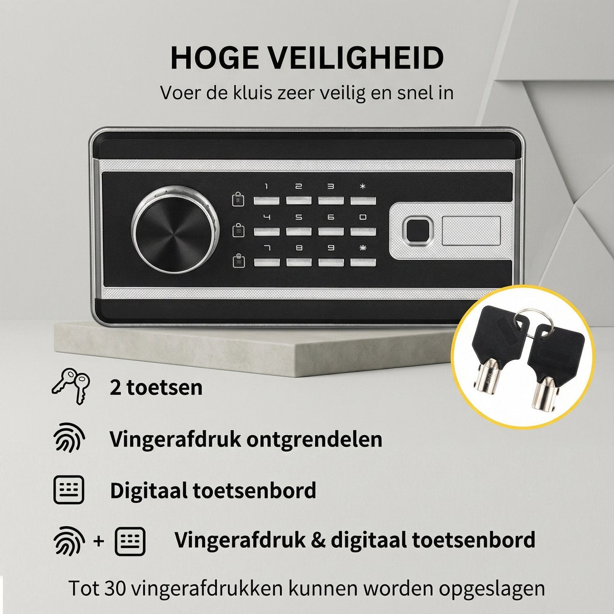 Kluis - Brandwerend - 60 L - Kluisje met cijferslot - Kluis elektronisch