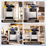 Commerciële Softijsmachine - IJsmaker 3 Smaken - 22-30L per Uur - Roomijsmachine