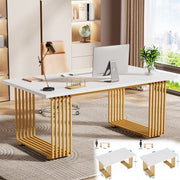 Bureau Ceylix - Modern 180 x 79 x 78 cm - Stijlvol Computerbureau Marmerlook - Voor Thuis en Werk