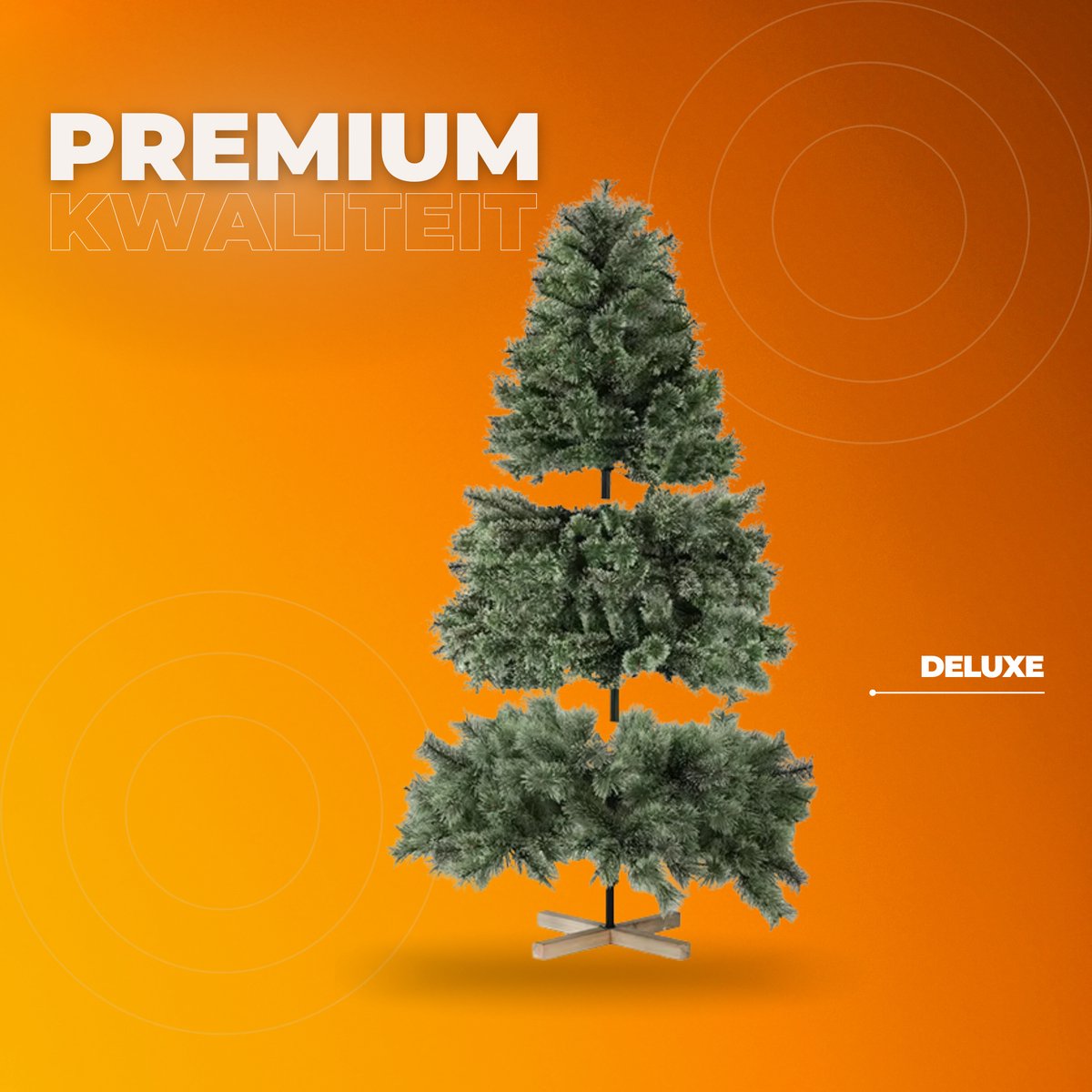 Kerstboom 180cm - Zonder LED verlichting - Met houten standaard Kunstkerstboom - Voor Kerstdecoratie - PVC
